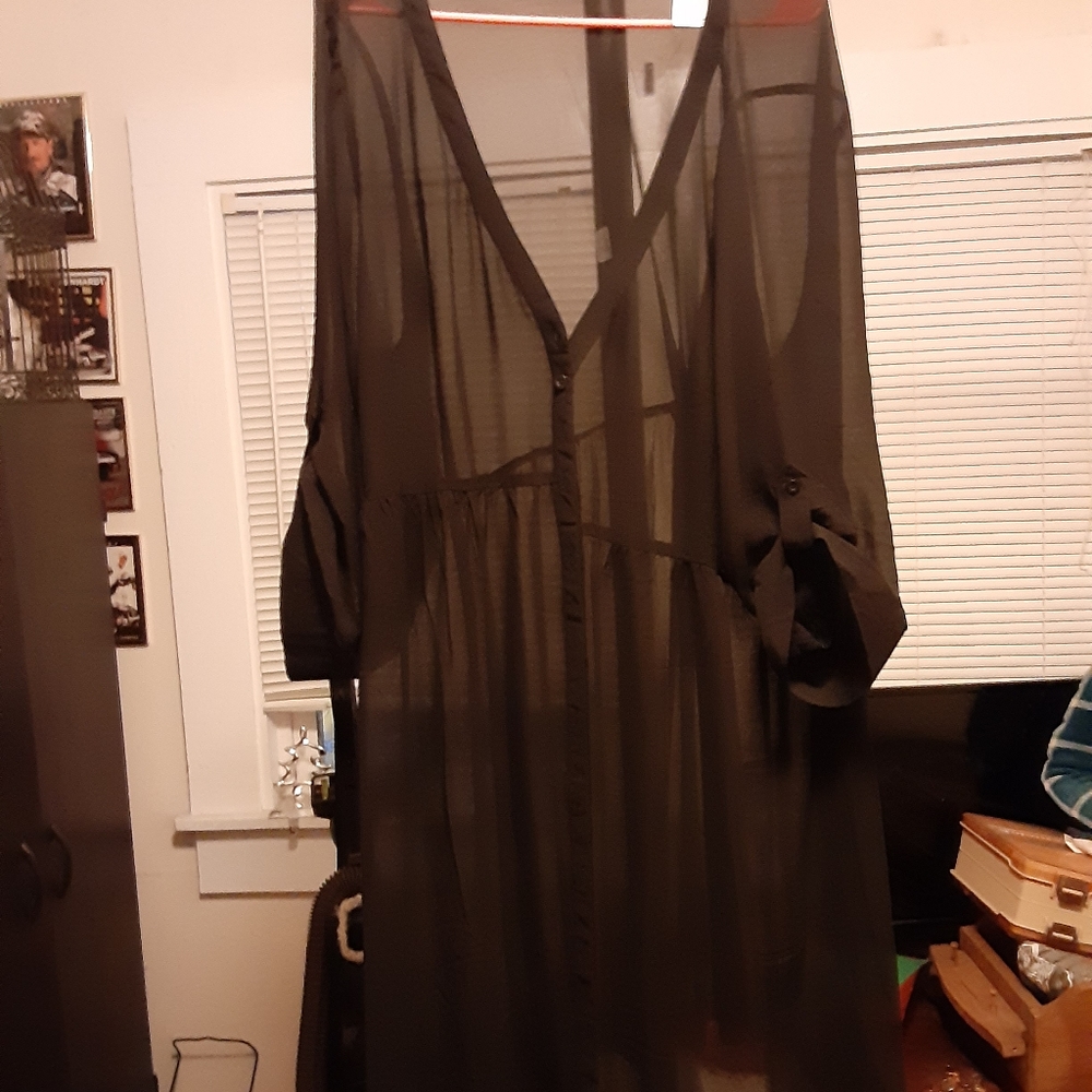 Torrid chiffon black shirt dress